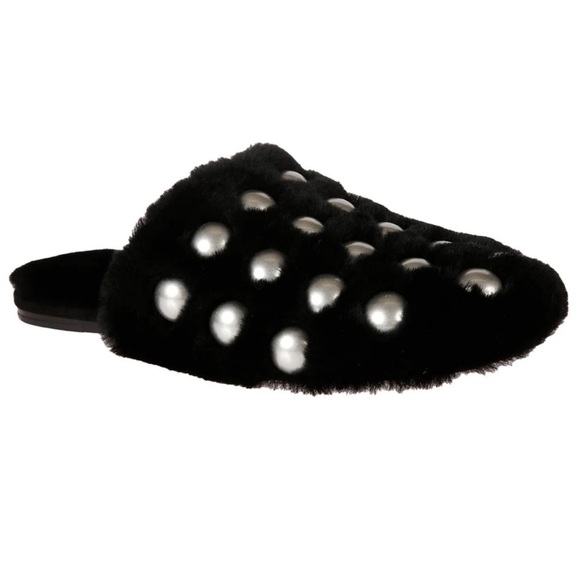 Alexander Wang Amelia Studded Lamb Fur Mule Slides Slippers - Picture 3 of 15